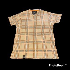 Brooklyn Standard Short Sleeve Taupe/Brown/Blue/Plaid Shirt (Size M)